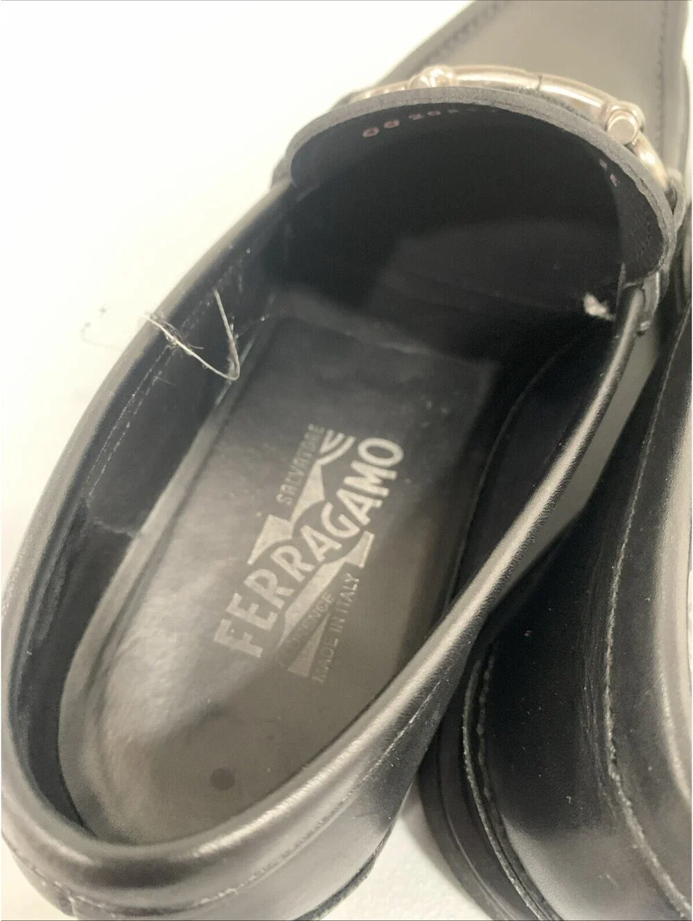 Ferragamo Men's Black Gancini Buckle Logo Loafers SIZE 10 2E